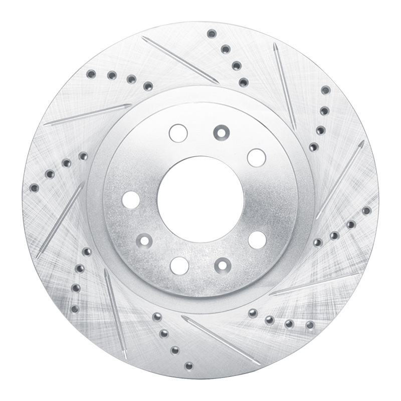 Cadillac CTS Brake Rotor (1) - Front Right - R1 Concepts - Drilled & Slotted - Silver - `03-`07
